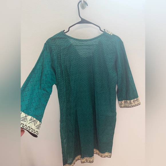 Teal & Black 3 Piece Printed Suit Salwar Kameez - Picture 5 of 6